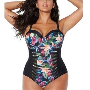 Swimsuits For All Ruched Floral One-Piece Swimsuit Plus Size 20 NEW with TAGS